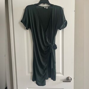 H&M Dark Green Mini Wrap Dress